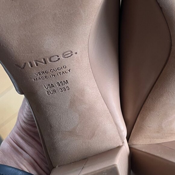 Vince Hanna Nude Leather Block Heel Mule - Picture 6 of 7